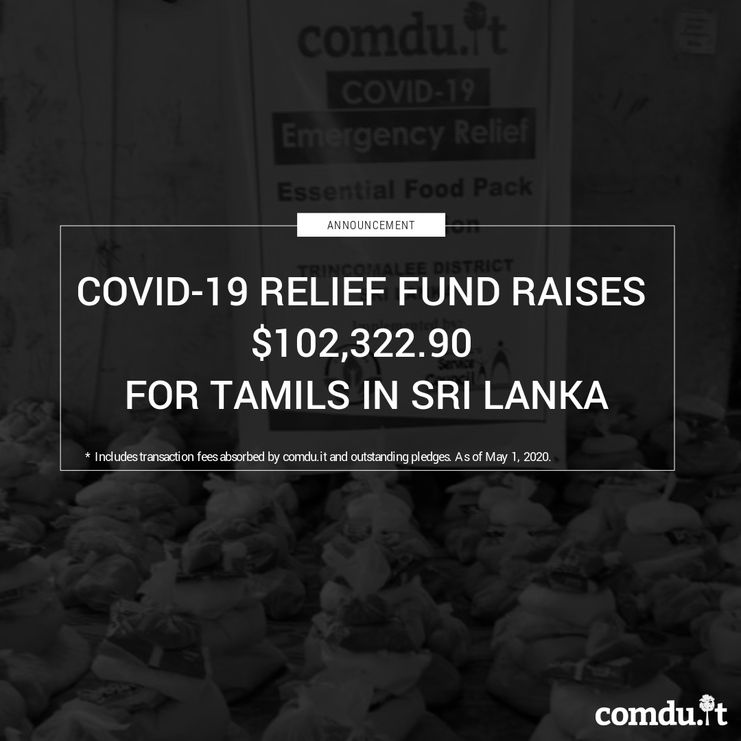 comdu.it raises $102,322.90 for COVID-19 Relief for Tamils in Sri Lanka